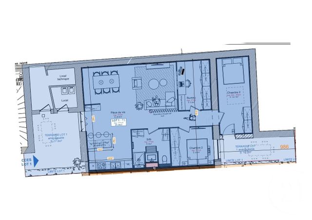 Afficher la photo en grand Appartement T3 à vendre - 3 pièces - 94 m2 - Villefranche Sur Saone - 69 - RHONE-ALPES